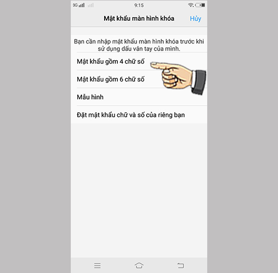 Bước 4: Chọn kiểu mật khẩu dự phòng.