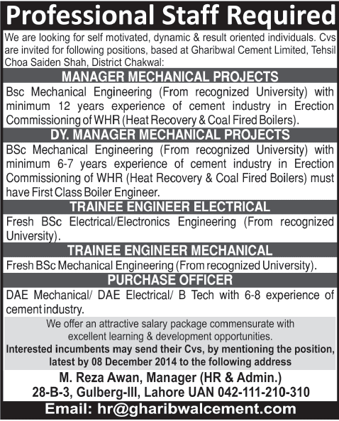 Professional Staff Required