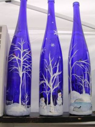 hand painted glass bottle