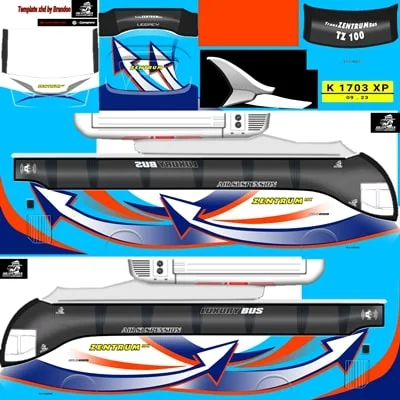 Livery Bussid Arjuna XHD Original Zentrum MK Blue