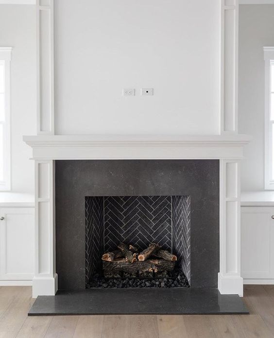 Black and white fireplace