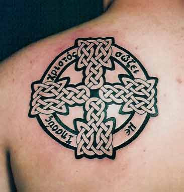 Celtic Cross Tattoo by Captain Bret. Custom Shamrock Tattoo by Captain Bret