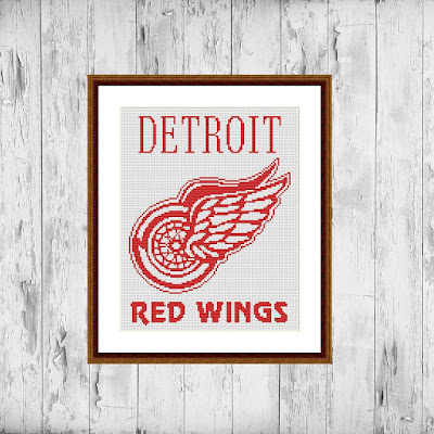 Detroit Red Wings easy cross stitch pattern