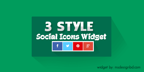 3 Style Social Media Icons Widget for Blogger - Responsive Blogger Template