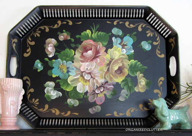 Tole Tray Inspired Spring Mantel