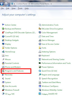 uninstall programs/app from my computer control panel option