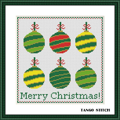 Easy christmas balls cross stitch pattern