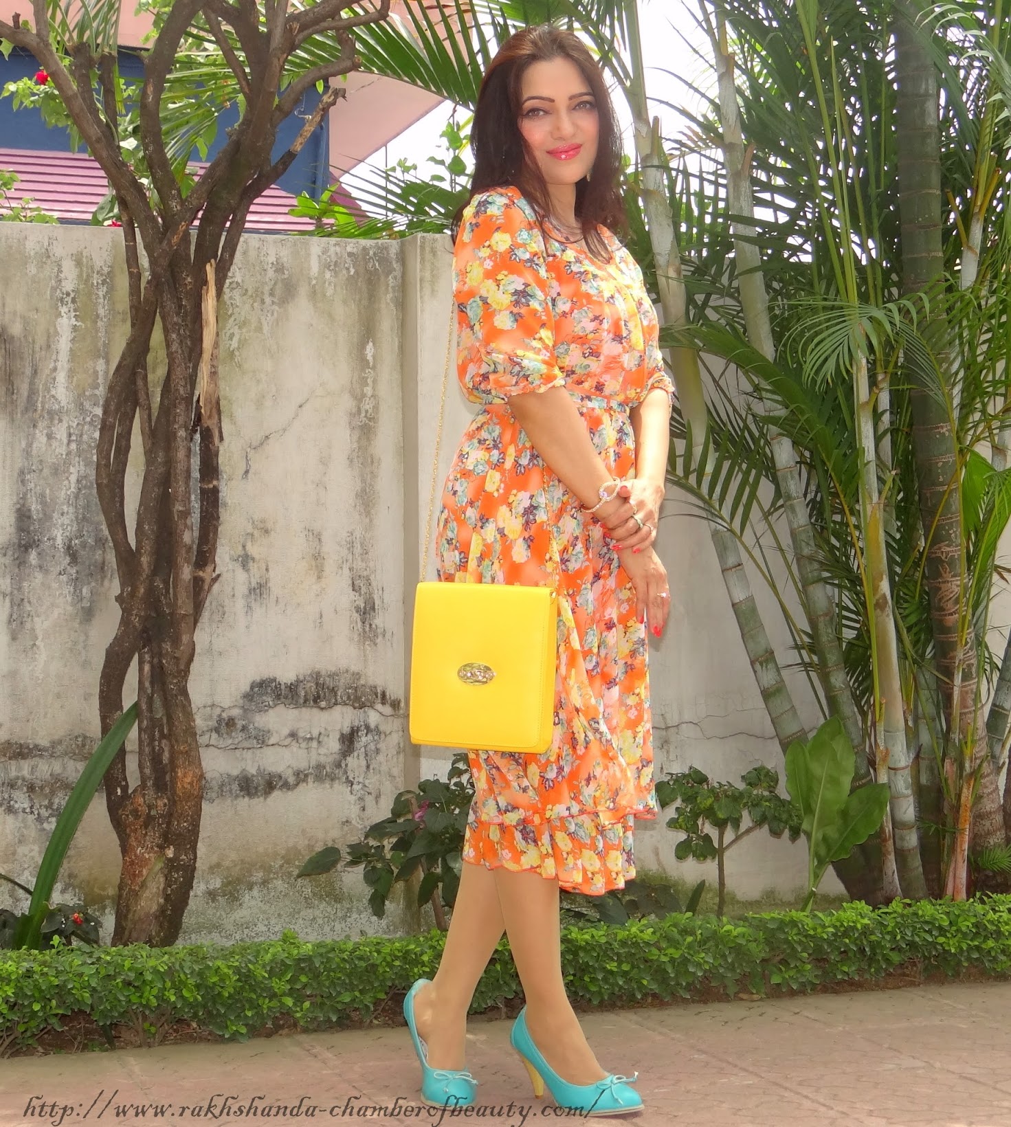 Floral Tangerine- OOTD | How to style a floral dress in summers, wsdear.com, OOTD, Indian fashion blogger, Chamber of Beauty