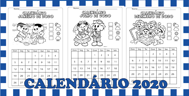 calendário para imprimir e colorir 