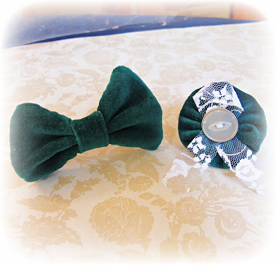 image velvet hair accessories bow tie yoyo suffolk puff lace vintage button forest green