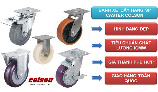 Bánh xe đẩy hàng PU SP Caster Colson www.banhxepu.net