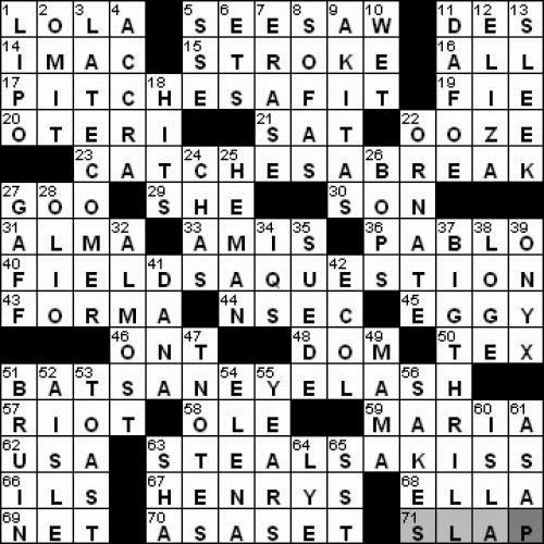 0927 10 New York Times Crossword Answers 27 Sep 10 Monday