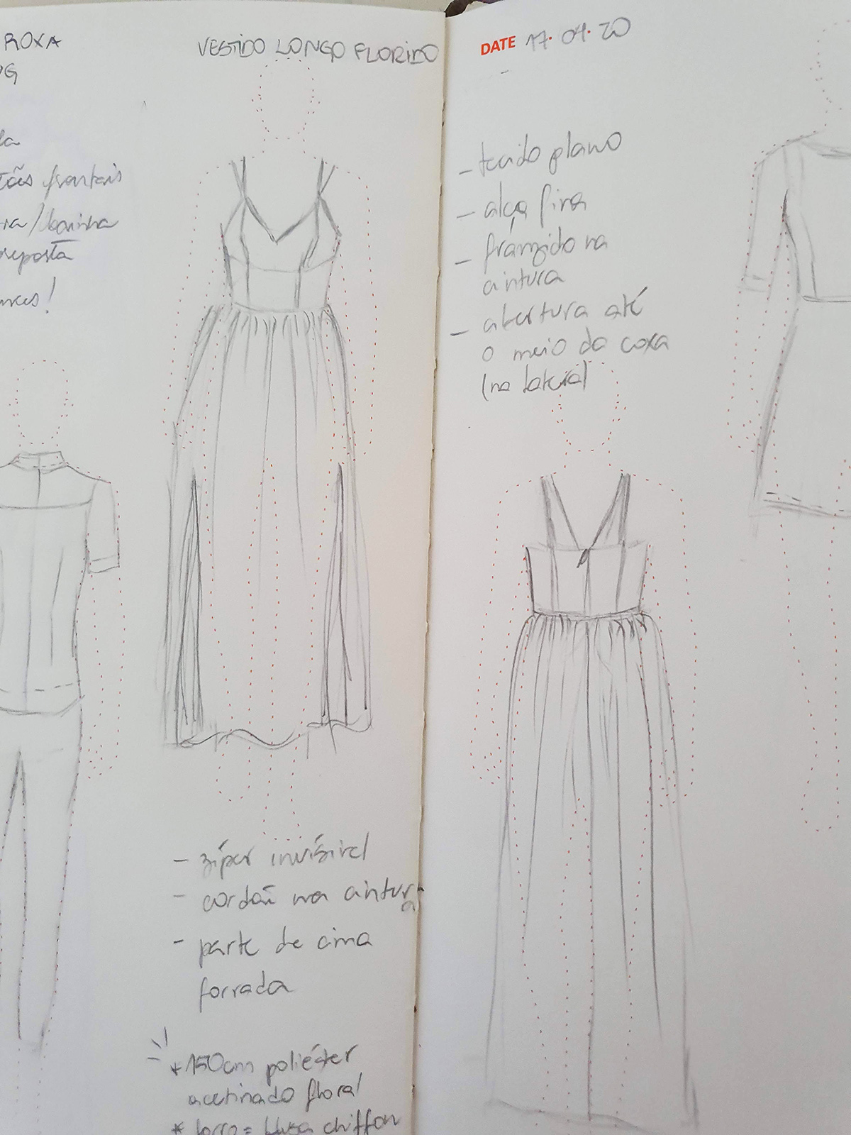 Marina Ribacki: processos de criação: vestido longo para ir a padaria