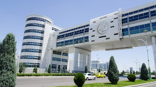 Power of horses in Turkmenistan even reflected on buildings.