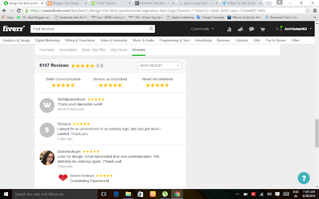 fiverr gig reviews