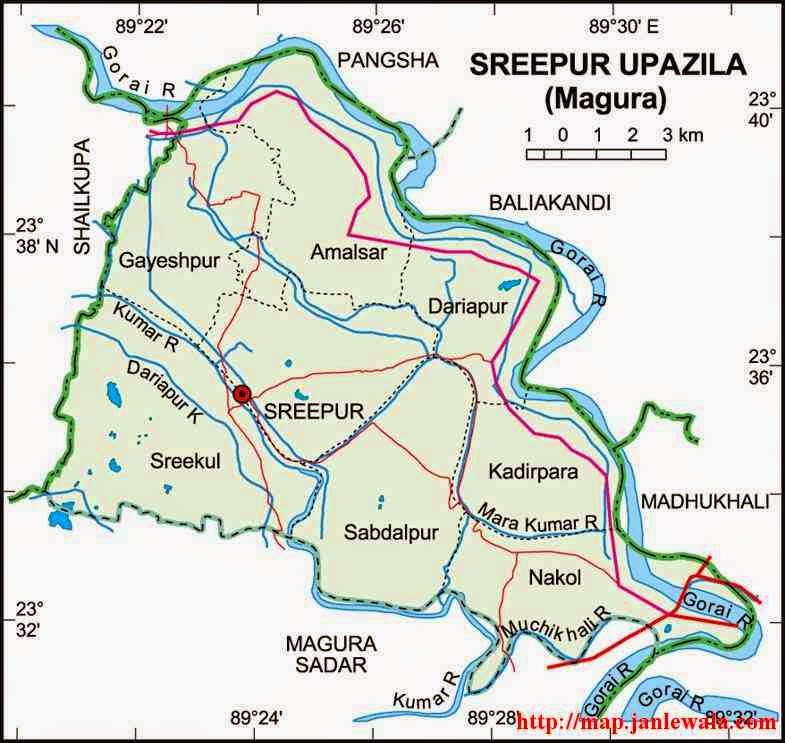 sreepur (magura) upazila map of bangladesh