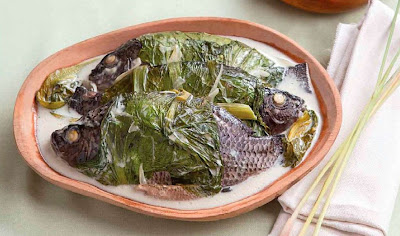 Mustasa-wrapped tilapia in gata