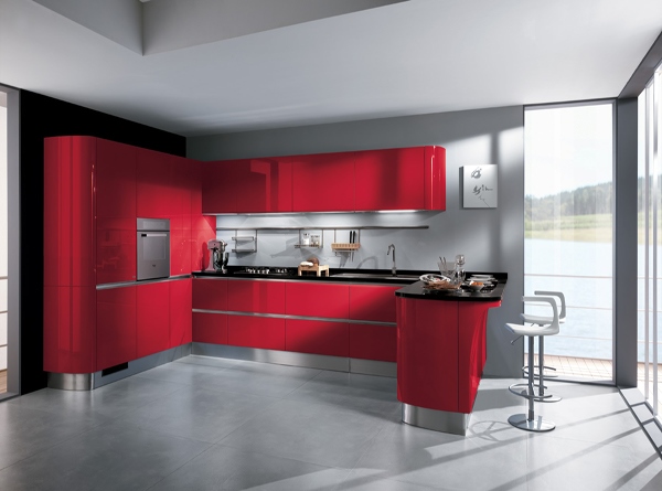 Desain Dapur Modern Warna Merah - Rancangan Desain Rumah 
