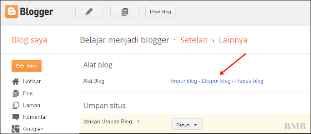 cara backup postingan blog