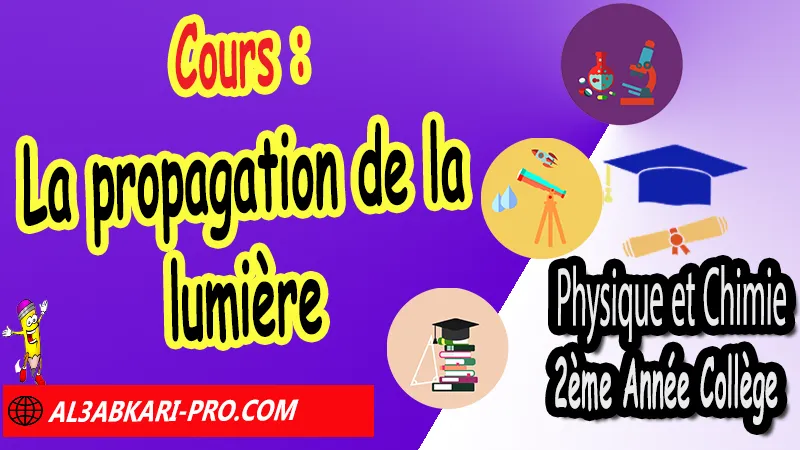 Cours N°8 sur La propagation de la lumière (en format WORD), Physique et chimie de 2ème Année Collège, PC 2AC biof, Physique et chimie 2APIC option française, Cours sur La propagation de la lumière 2ème Année Collège 2AC, Résumé de cours La propagation de la lumière 2ème Année Collège 2AC, Exercices corrigés sur La propagation de la lumière 2ème Année Collège 2AC