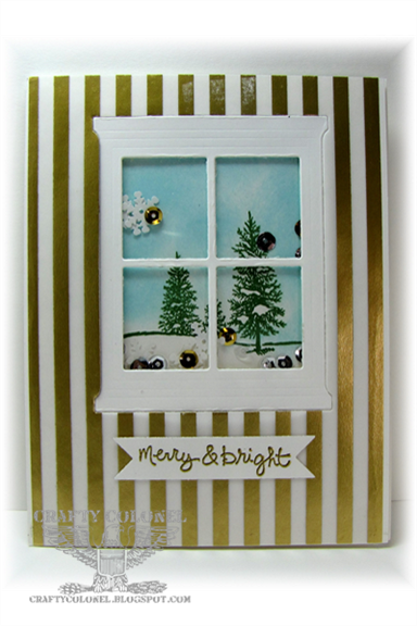 Crafty Colonel Donna Nuce for Cards in Envy Challenge. Stampin'Up Hearth and Home framelits, Happy Scenes, Good Greetings.