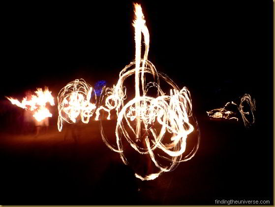 Fire twirlers at an ouback festival
