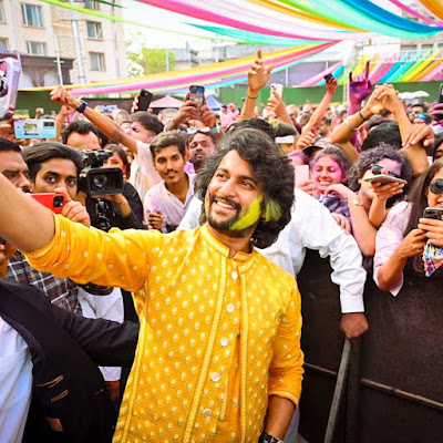 South Star Nani was spotted playing Holi while promoting his upcoming film Dasara