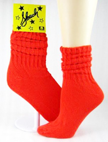 80s Neon orange slouch socks