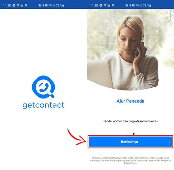 Aplikasi Get Contact setelah selesai diinstal