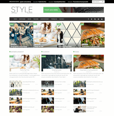 Style responsive multiple slider blogger template for food bloggers, photographers, multipurpose blog template for free