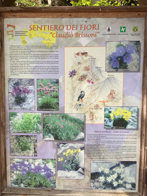 Sign board talking about "Il sentiero dei fiori" - flower walk.