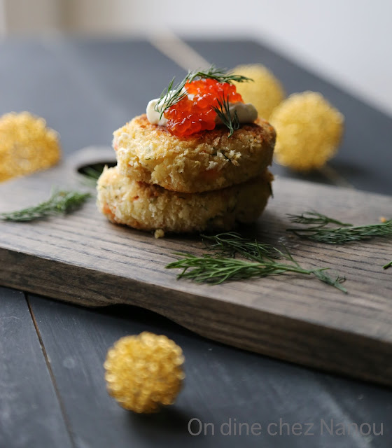 panko , saumon , saumon fumé , pommes de terre , croquettes