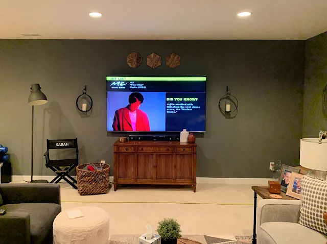 long family room wall with TV