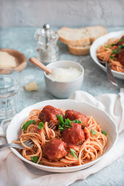 Boulettes de sanglier, spaghettis sauce tomate