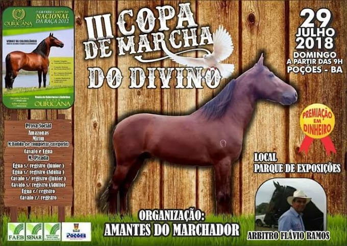 POÇÕES: Vem aí dia 29 de julho,III Copa de Marcha do Divino. 