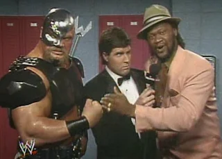 WWF / WWE - Wrestlemania 7: The Warlord and his manager, Slick, cut a promo before facing The British Bulldog
