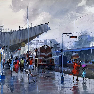 WET PLATFROM BOKARO painting Bijay Biswaal