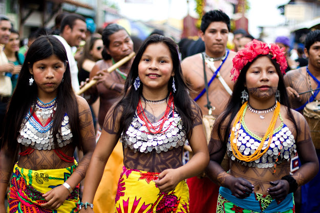 Embera women wearing traditional clothes
