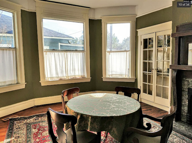 color photo of dining room bay window, Sears Modern Home No. 118, at 1221 Pine Street, Columbia, South Carolina, Waverly Historic District