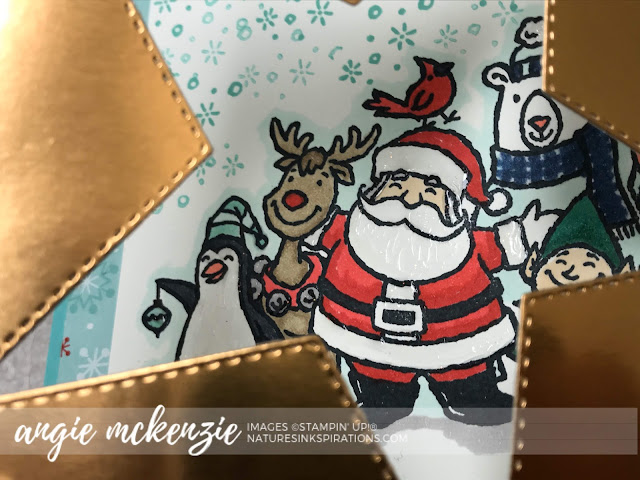 By Angie McKenzie for Ink and Inspiration Blog Hop; Click READ or VISIT to go to my blog for details! Featuring the Christmas Crowd stamp set, Stitched Stars Dies and Mini Curvy Keepsakes Box Dies from the 2019 Holiday Catalog; #christmascrowdstampset #stitchedstarsdies #happyholidays #bloghops #inkandinspirationbloghop #christmascards #coloringwithblendsmarkers #cardtechniques