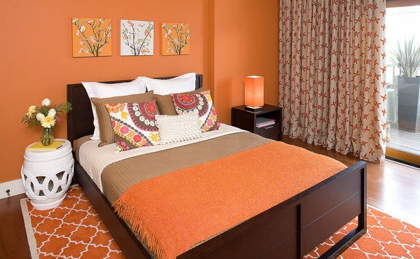 Inspirasi Desain Kamar Tidur Bertema Warna Orange