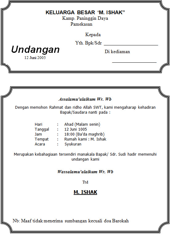 Download Contoh Desain Undangan Syukuran Pernikahan 