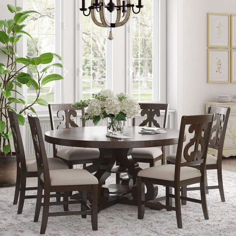Kenworthy 7 Piece Rubber Solid Wood Dining Set by Three Posts