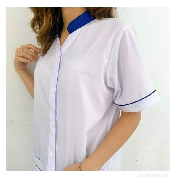 Áo Bác Sĩ Blouse Cổ Trụ - TQAB0131 Áo Bác Sĩ Dày Dặn