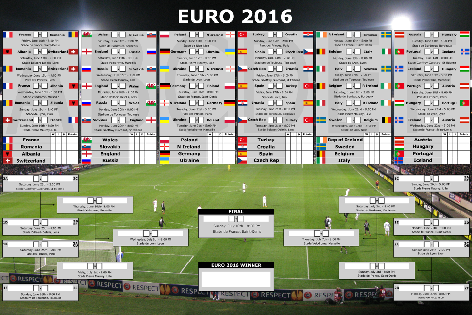 Free Euro 2016 Score Sheet Poster ~ the words