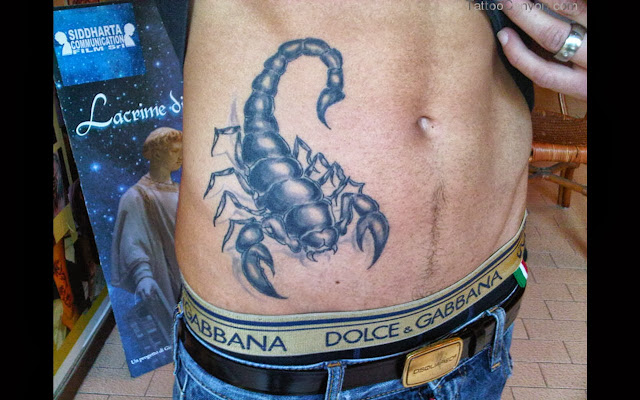 3D scorpion tattoo on the lower side of the abandom 
