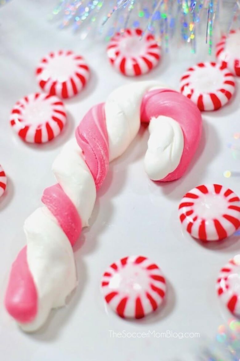 Edible candy cane slime activity for kids