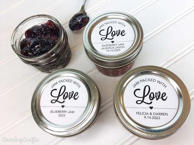 Modern Jam Packed with Love wedding canning labels