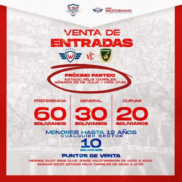 Venta de Entradas Wilstermann vs Libertad Gran Mamore