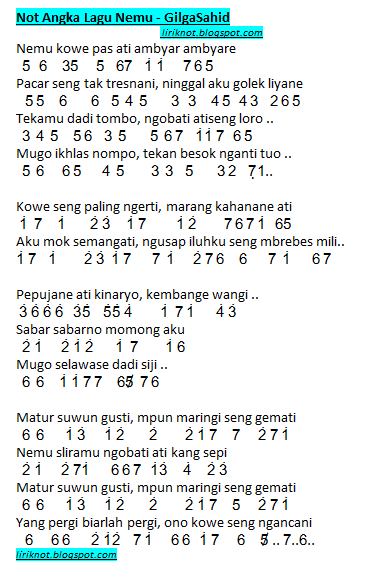 Not Angka Lagu Nemu - GilgaSahid